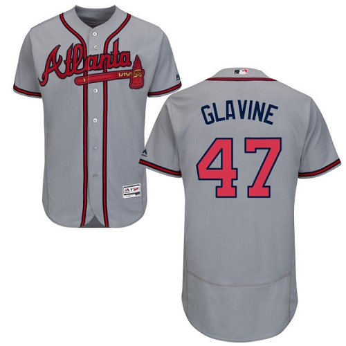Braves #47 Tom Glavine Grey Flexbase Authentic Collection Stitched MLB Jersey